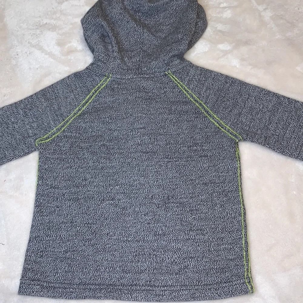Gymboree Boys Gray Neon Green Hood Sweater 18-24
